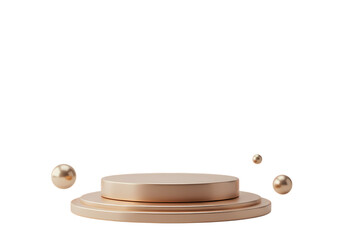Elegant Beige Product Display Platform: 3D Render for Marketing & Branding Isolated on Transparent Background
