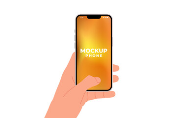 Hand holding phone isolated on a white background. Smartphone mock up design isolated on a white background