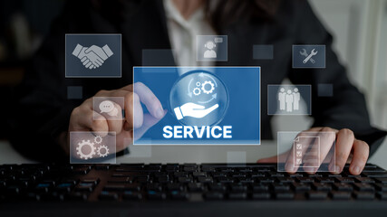 Customer service and support workflow with cooperation, communication, maintenance, and checklist...