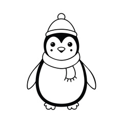 Winter Christmas penguin on a white background