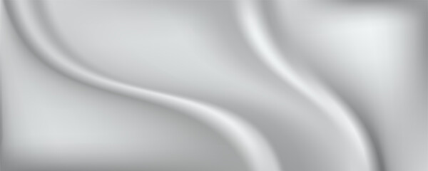 Silver foil background with metal mirror texture. Chrome gradient surface with light gloss. Vector aluminum grey sheet with reflection.