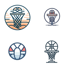 Basketball hoop logo designs in colorful and modern style  