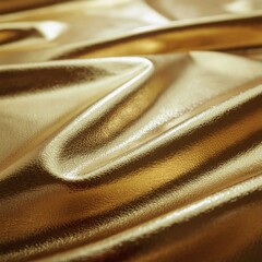 Luxury golden metallic foil texture, soft folds and shimmering light reflections