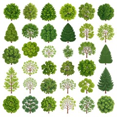 Fototapeta premium Collection of various treetops