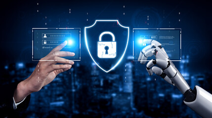 AI artificial intelligence strengthens cybersecurity with intelligent threat detection, virtual...