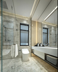 3d render of luxury bathroom interior