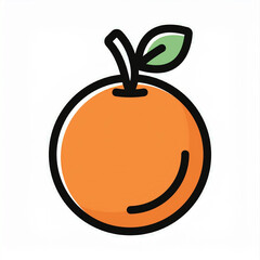 Simple and colorful vector illustration of an orange fruit with a green leaf. Ideal for food-related designs, healthy lifestyle icons, and digital nutrition or citrus-themed graphics.