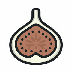 Minimalist vector illustration of a fig cross-section with a stylized, modern design. Ideal for food icons, healthy lifestyle graphics, or fruit-themed digital projects.