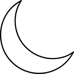 moon icon outline vector illustration on transparent background