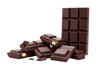 Indulge in Rich Dark Chocolate: A Luxurious Treat Isolated on Transparent Background