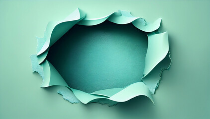 Abstract 3D illustration of ripped turquoise paper revealing textured layers beneath. A dynamic and creative design ideal for backgrounds, branding concepts, or promotional visuals.