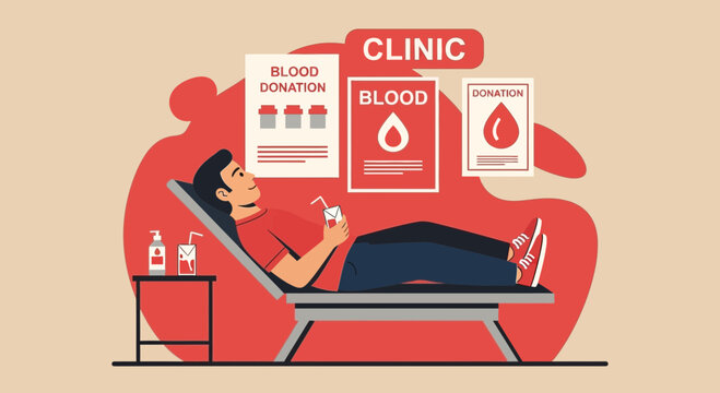 Man Resting After Blood Donation In Clinic Promoting Social Responsibility
