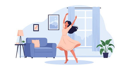 Joyful Woman Dancing Freely At Home And Embrace Self-Love Moments