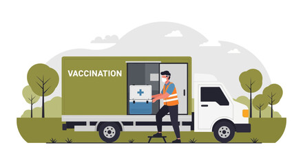 Mobile Vaccination Clinic Outreach Delivering Medical Supplies To Remote Areas