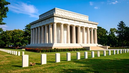 Obraz premium Monument in a cemetery under a clear sky
