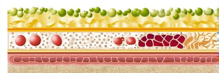 Illustration Showcases Epidermis and Healthy Skin Regeneration With Clear Upper Third Detailing Cellular Structures