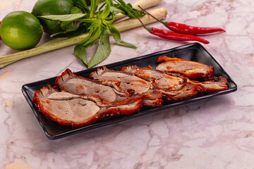 Roasted gourmet duck fillet slices