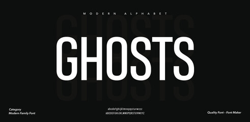Ghosts Minimal modern urban fonts for logo, brand etc. Typography typeface uppercase lowercase and number. vector illustration
