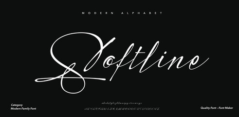 Softkine  abstract Fashion font alphabet. Minimal modern urban fonts for logo, brand etc. Typography typeface uppercase lowercase and number. vector illustration