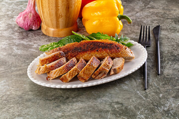 Roasted duck breast with slices