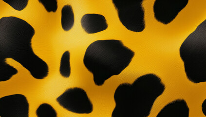 Seamless leopard fur pattern with bold black spots on a vibrant yellow background, ideal for textiles, fashion prints, and digital design projects.