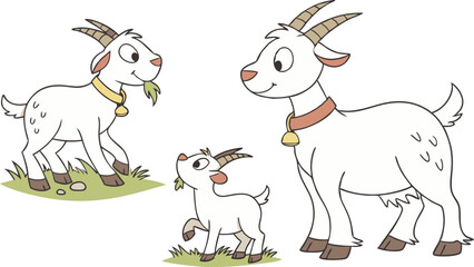 Set of Goat vector design in white background, Goat vector design, Goat Cartoon vector design
