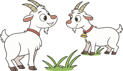 Goat vector design in white background, Goat logo design, Goat Cartoon vector design