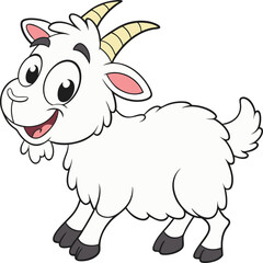 Cartoon Goat vector design in white background, Goat icon design, Goat illustration vector design