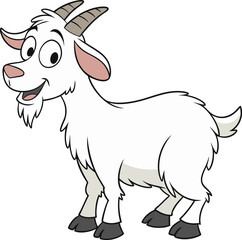 Cartoon Goat illustration vector design in white background, Goat icon design, Goat vector design