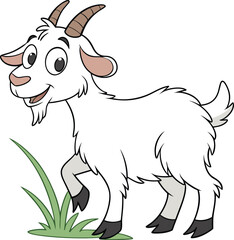 Goat on grass vector design, Goat logo and icon design, Goat vector design in white background