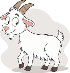 Goat illustration vector design, Goat logo and icon design, Cartoon Goat vector design in white background