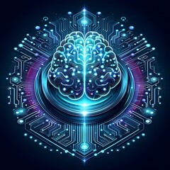 AI Brain Circuit Technology Illustration