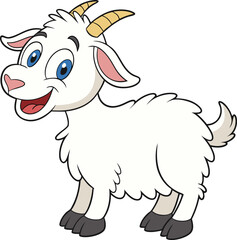 Goat Cartoon illustration vector design, Goat logo and icon design