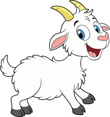 Goat Cartoon illustration vector design in white background, Goat logo and icon design