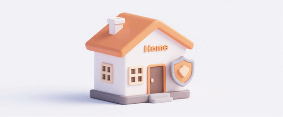 3D illustration of a low poly model of a smart house that is under an alarm and is securely protected by a security service. Vector graphics. EPS.