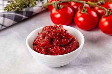 Red organic fresh tomato paste