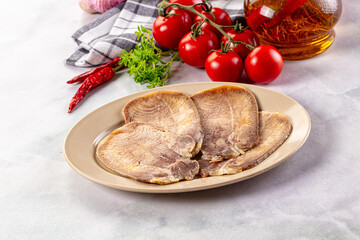 Boiled beef tomgue slices appetizer