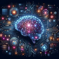 AI Brain Circuit Technology Illustration