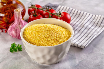 Vegan cuisine - raw dry couscous
