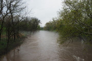 A Flowing River in Missouri After a Rainstorm
