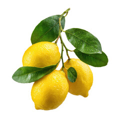 Fresh lemons on a branch