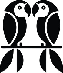 Parrot Silhouette vector design, Parrot icon design, Parrot on branch illustration vector design