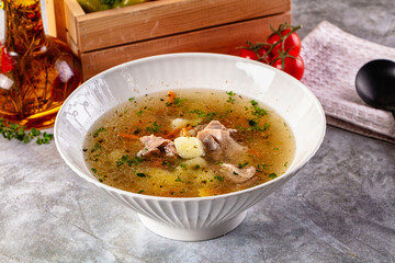 Chicken homemade soup with potato