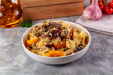 Traditional couscous with lamb and vegetables
