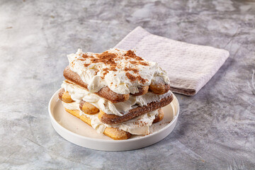Delicous Tiramisu cake with cream