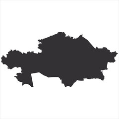 Kazakhstan Sillouette Map Vector Isloated On White Background