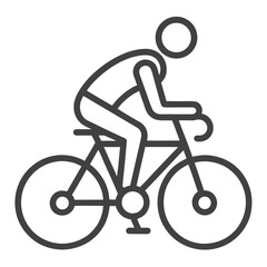 Road Cyclist Line Art Icon - Racing Bicycle and Athlete Symbol