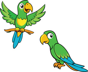 Parrot illustration vector design, Parrot logo and icon design, Set of Parrot vector design