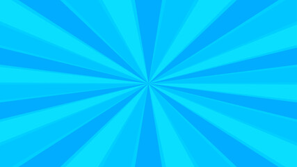 Retro blue sun rays on halftone bg. Pop art comic cartoon