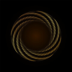 Gold Halftone round frame. Golden luxury Halftone twisted circle